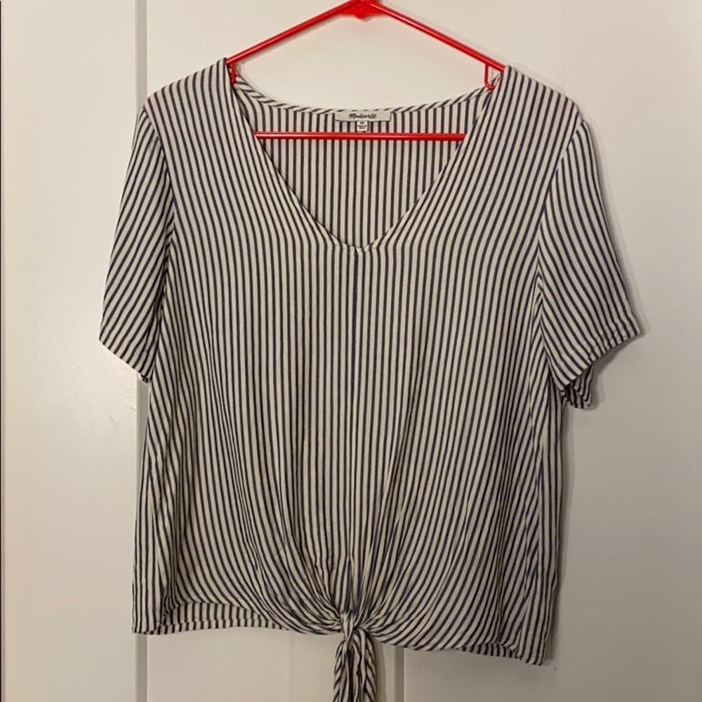 MADEWELL striped front tie blouse